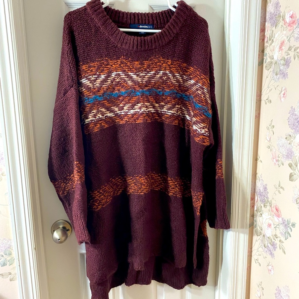 Dark Berry Burgundy Tunic Sweater 18/20